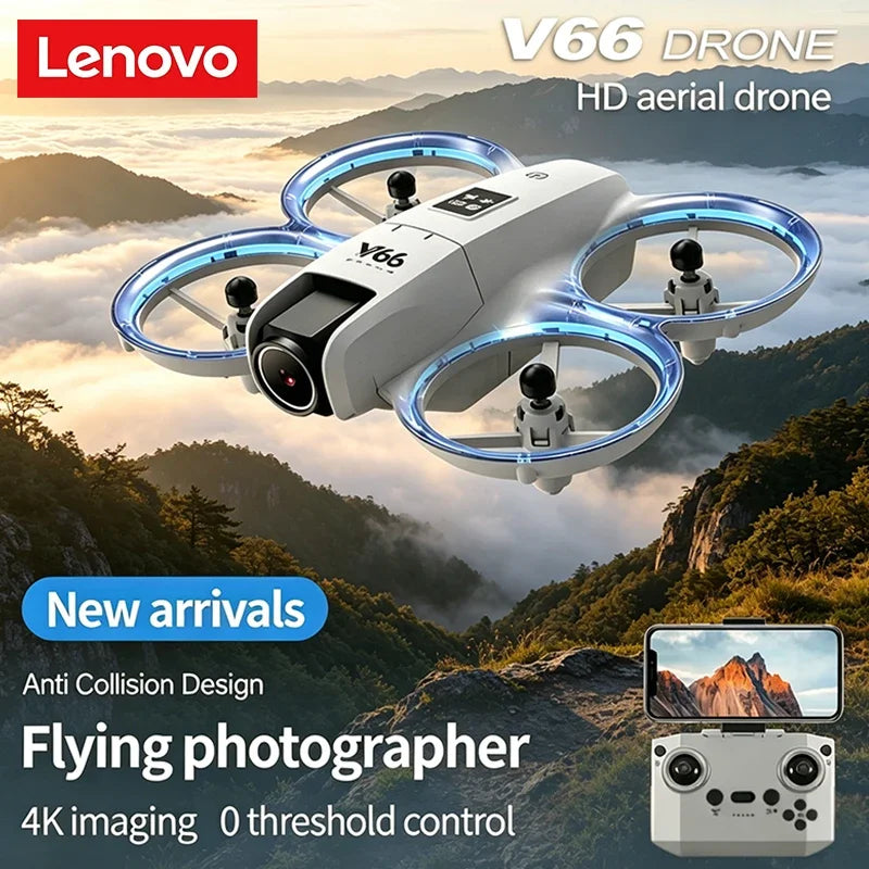 Lenovo V66 Mini Drone | 4K HD Camera, WiFi FPV, Obstacle Avoidance, Pocket-Sized RC Helicopter & Quadcopter