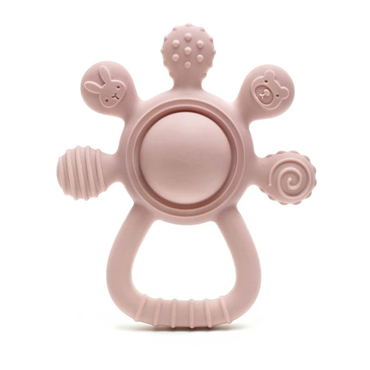 New Teething Silicone Palm Rattle Teether Bunny - Safe Baby Chew Toys for Soothing Sore Gums