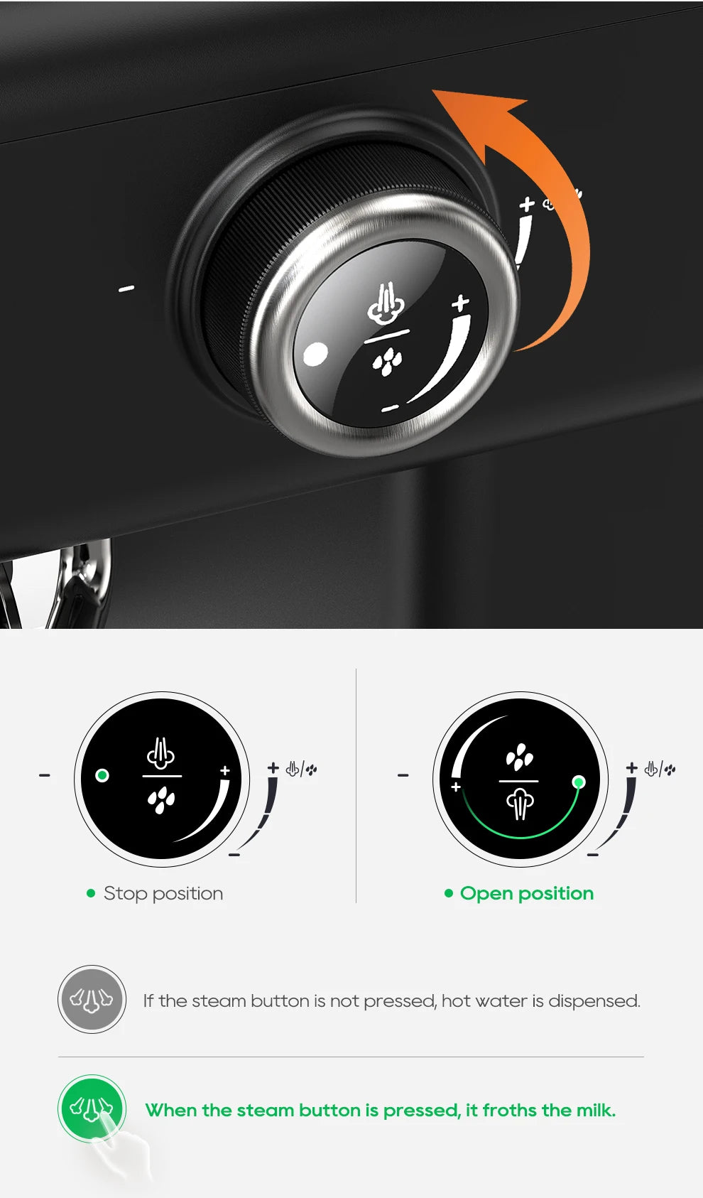 HiBREW H10A Black Espresso Machine Temperature Volume Pre Brewing Adjustable 58mm Portafilter Cappuccino Coffee Maker