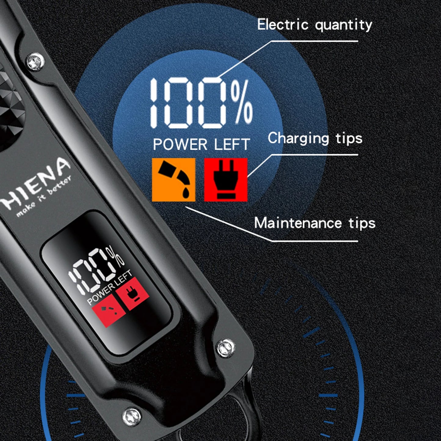 HIENA Professional Barber Clippers UBS 5V1A Rechargeable Low Noise Hair Trimmer for Men Daily Hair Styling Use