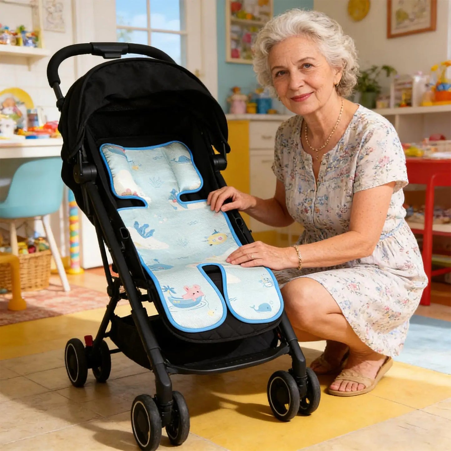 Breathable Stroller Cooling Pad Adjustable Kid Car Seat Liner Cooler Pad For High Chair Bassinet Swing Outdoor Travel Beach