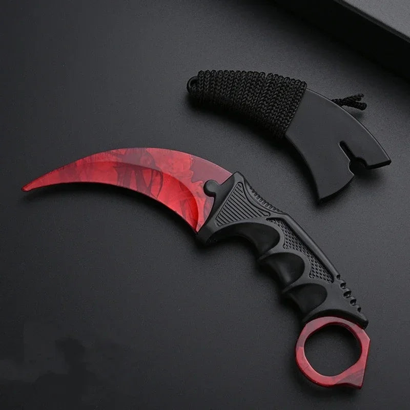 Unsharpened Safety Karambit Gift Knife Toy No Sharp Blade Cosplay Prop Plastic Training Knife for Role Play Game Collection