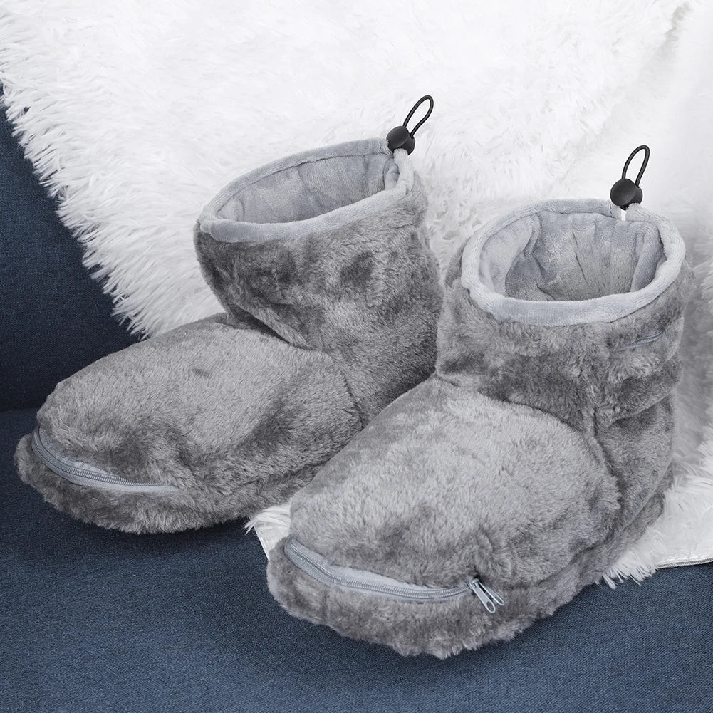 USB Heater Shoes Men Women Winter Warm Snow Boots Foot Warmer Plush Heating Rechargeable Slippers Electric Heated Shoes Feetwear