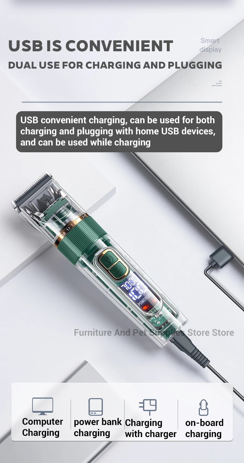 Cat Dog Hair Clipper Electrical Professional Hair Clipper for Pets Silent Hair Cutter USB Rechargeable Pet Grooming Clipper Set