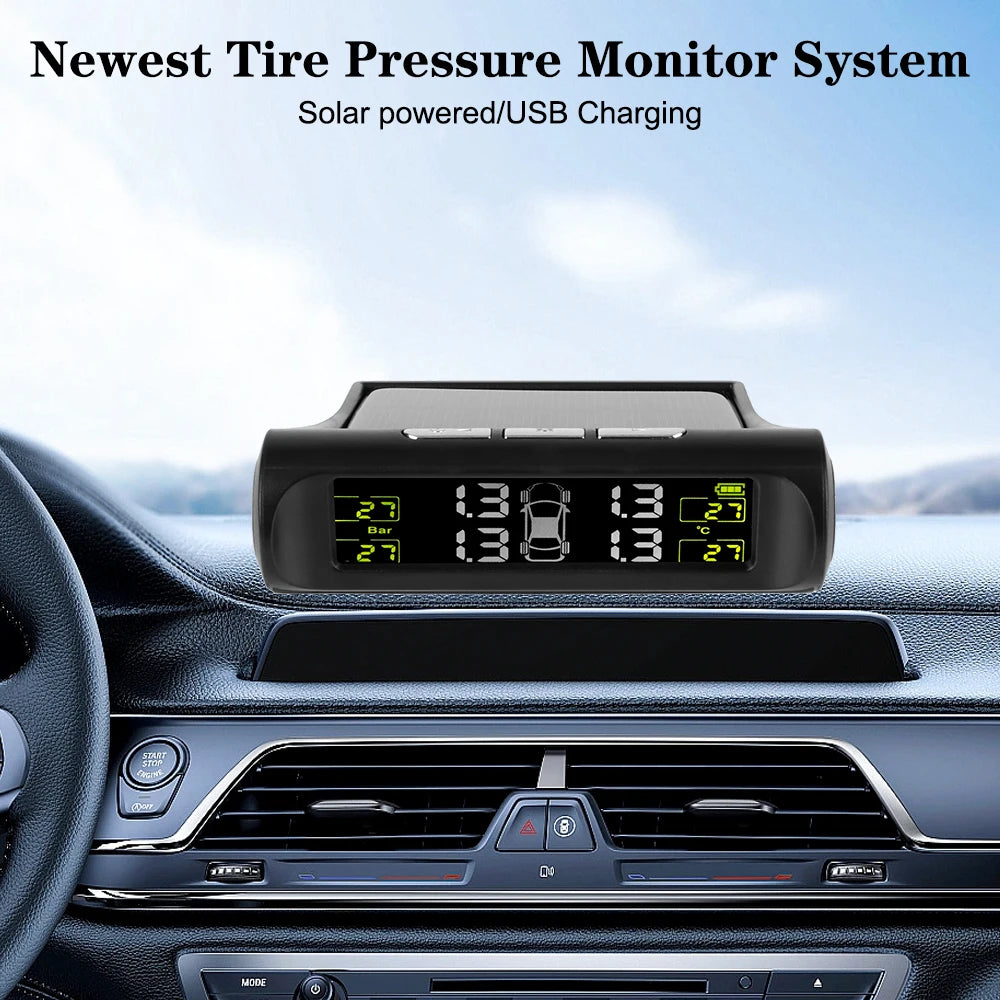 Tire Pressure Monitoring System Temperature Warning New C External Battery Version Sensors Solar TPMS Car Tyre Pressure Monitor