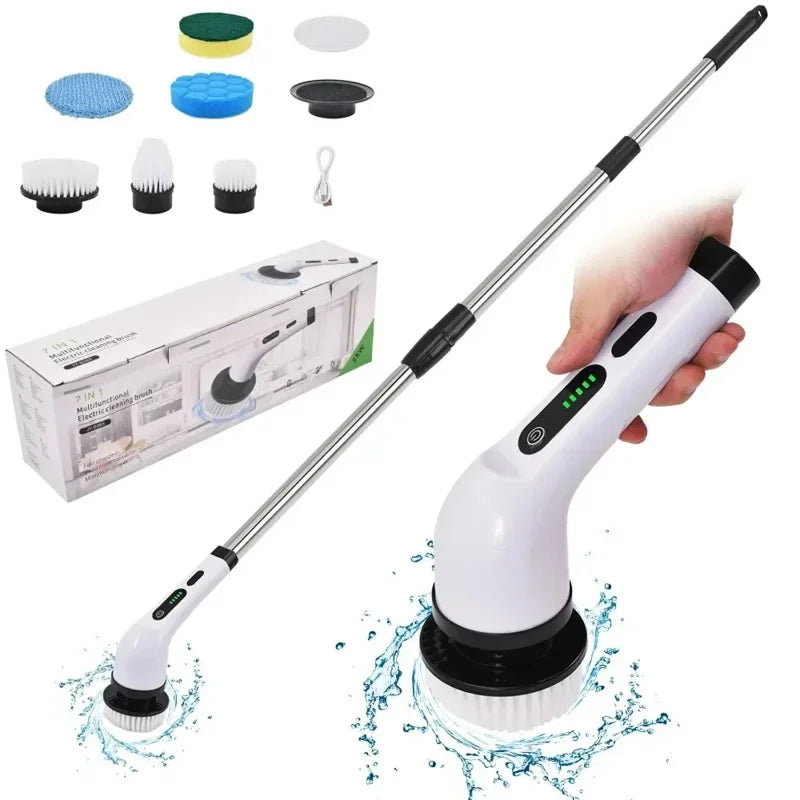 Cordless Electric Spin Scrubber Multipurpose Power Cleaning Brush For Bathroom Kitchen Tile Grout Floor Stain Removal