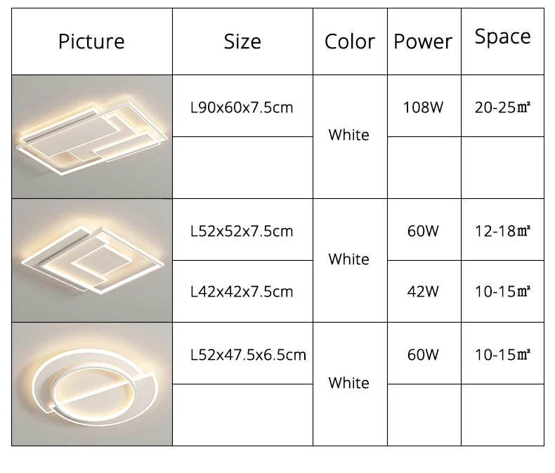 Modern Nordic Led Ceiling Light Square Minimalist Lamps for Kitchen Living Dining  Room Art Home Decoration Chandelier