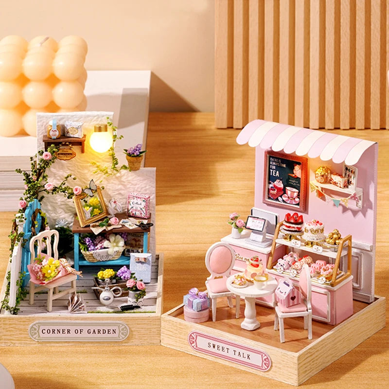 DIY Miniature Dollhouse Kit Assemble Puzzle 3D Wooden House Room Craft With Furniture LED Lights For Friends Birthday Gift Toys