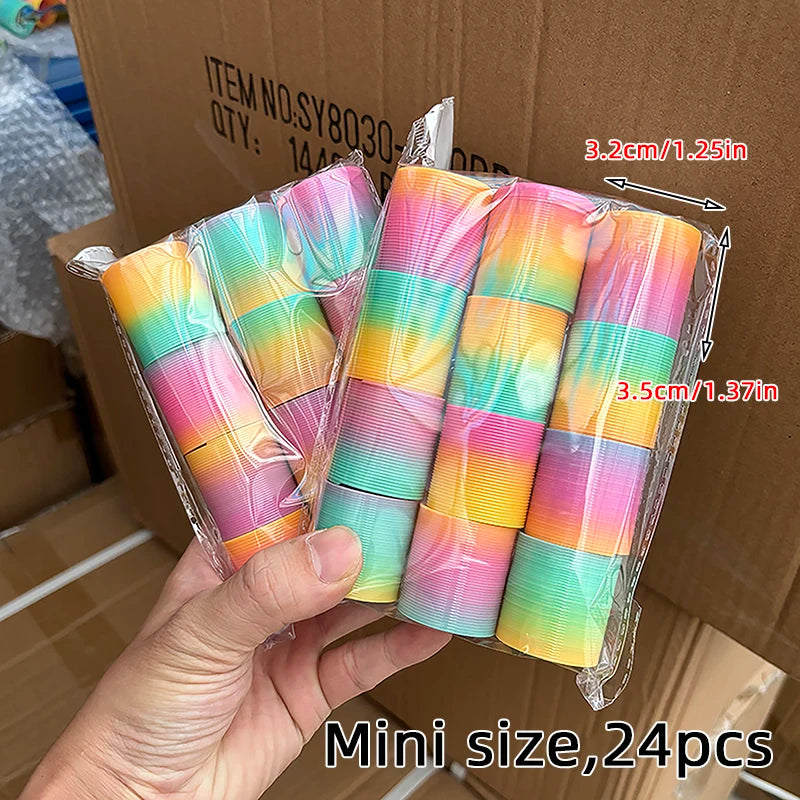 12/24 Rainbow Magic Springs Circle Toys Kids Birthday Party Favors Guests Giveaway Small Gifts Pinata Fillers Flexible Funny Toy