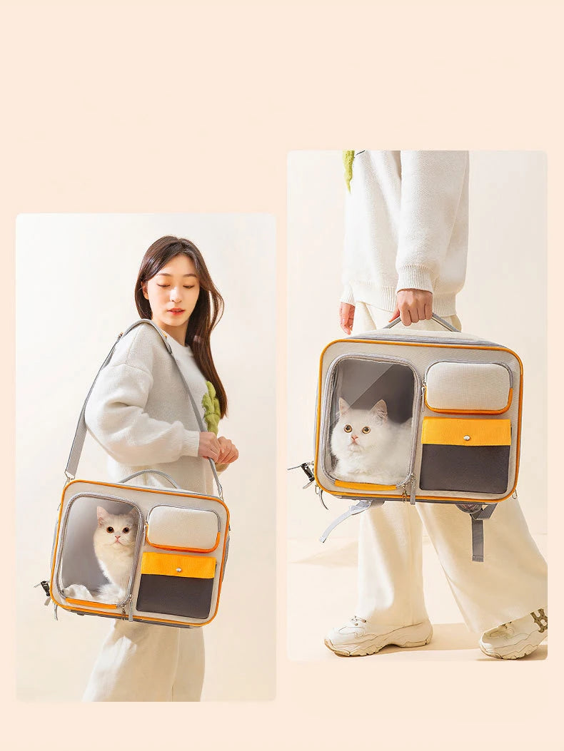 Multifunctional Pet Transport Backpack,Portable Travel Bag,Large Capacity,Three Sides Breathable,Cat Backpack,Thick and durable