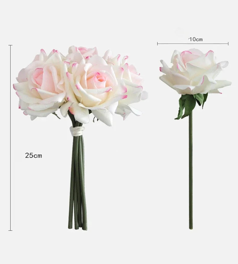 5 Head Curled Rose Bouquet with Artificial Moisture Sensation High-end Silk Flower Home Decoration Wedding Decoration