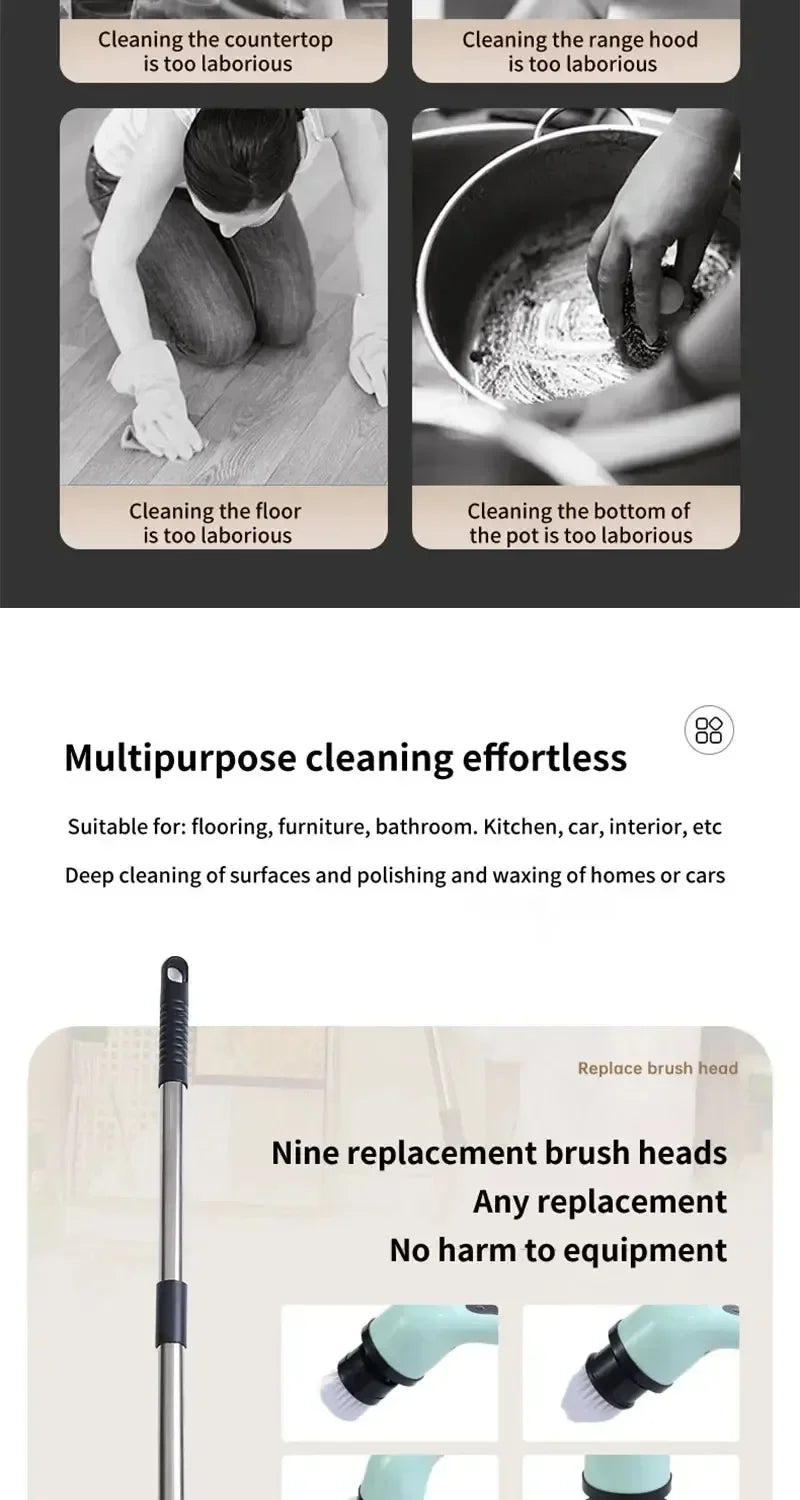 Cordless Electric Spin Scrubber Multipurpose Power Cleaning Brush For Bathroom Kitchen Tile Grout Floor Stain Removal