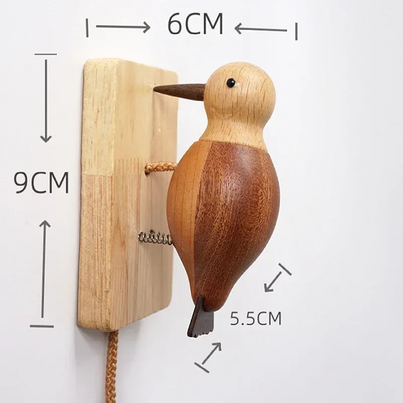 Wooden Woodpecker Doorbell Entrance Wireless Door Bell Creative Woodpecker Shaped Doorbell Door Bell Decor Home Decoration