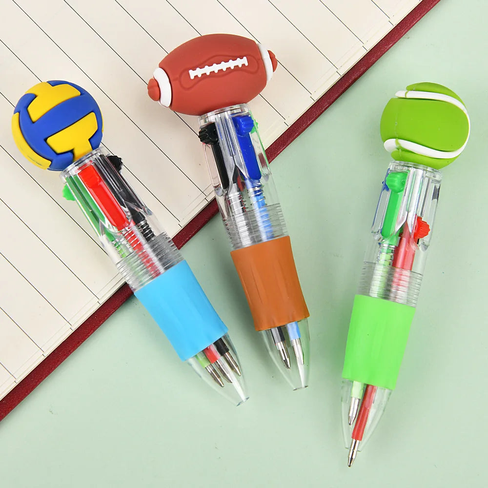 5-20Pcs Football Basketball Football Four Color Pens Football Party Carnival Birthday Wedding Guest New Year School Gift Prizes