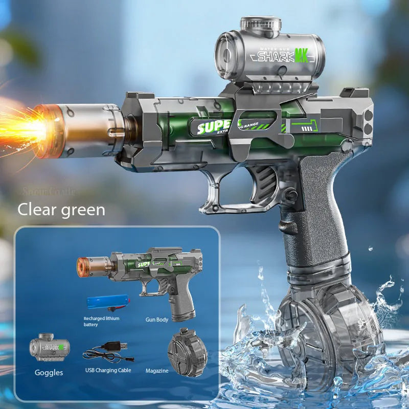 Energy Gathering Ring Electric Water Gun LED Lighting  Linkage Deformation Continuous Shooting Toy Summer Beach Pool Games Gift