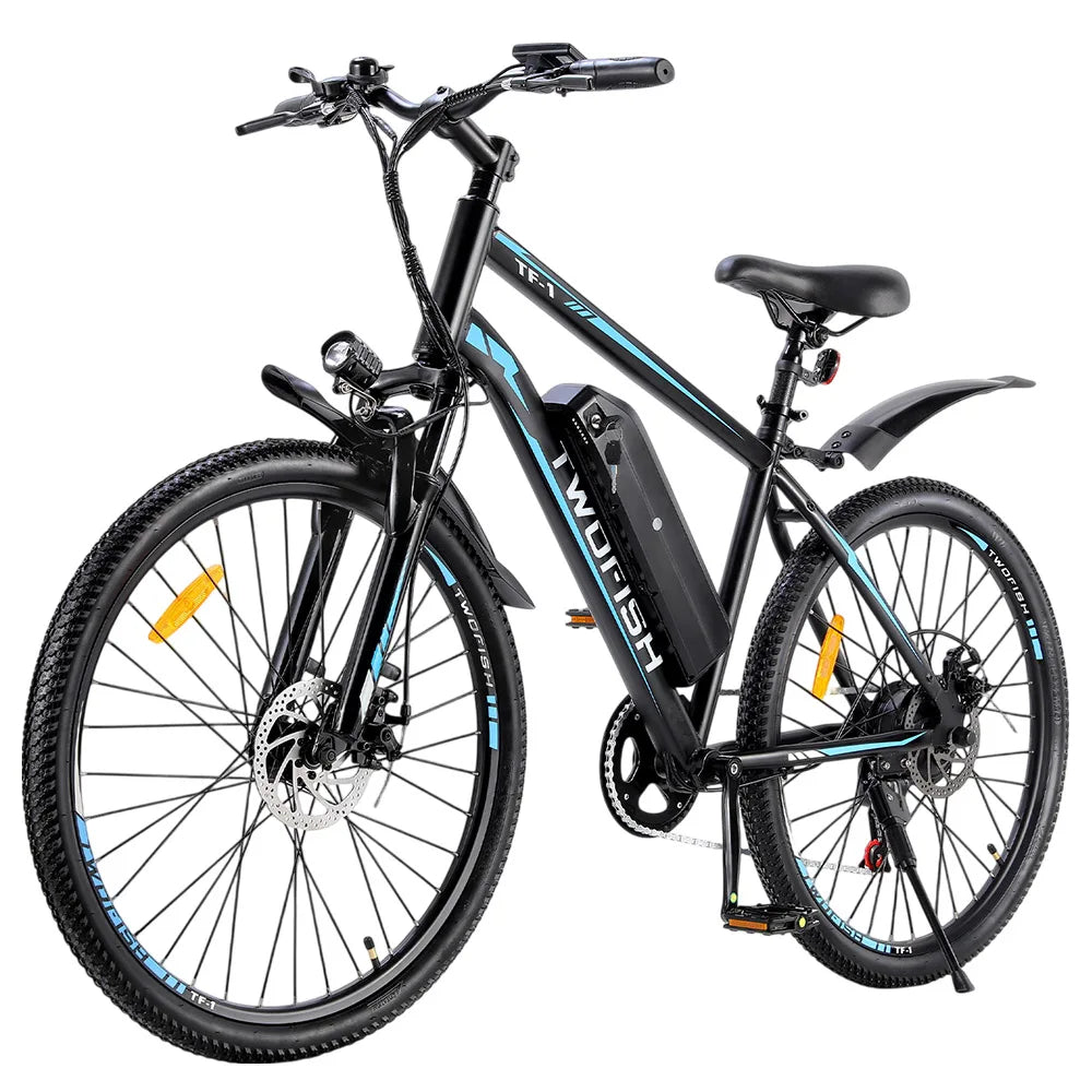 TWOFISH TF-1 Electric Bike, 250W 36V 15Ah Battery, 26" Tires, 25km/h Max Speed, 100km Max Range, Disc Brakes, Front Suspension