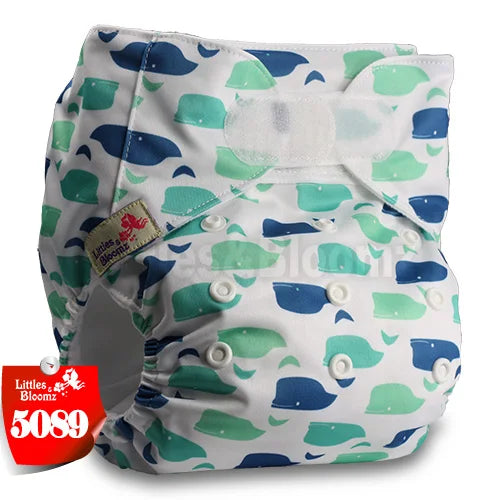 [Littles&Bloomz] Baby Washable Reusable Real Cloth STANDARD Hook-Loop Pocket Nappy Diaper Cover Wrap, suits Birth to Potty