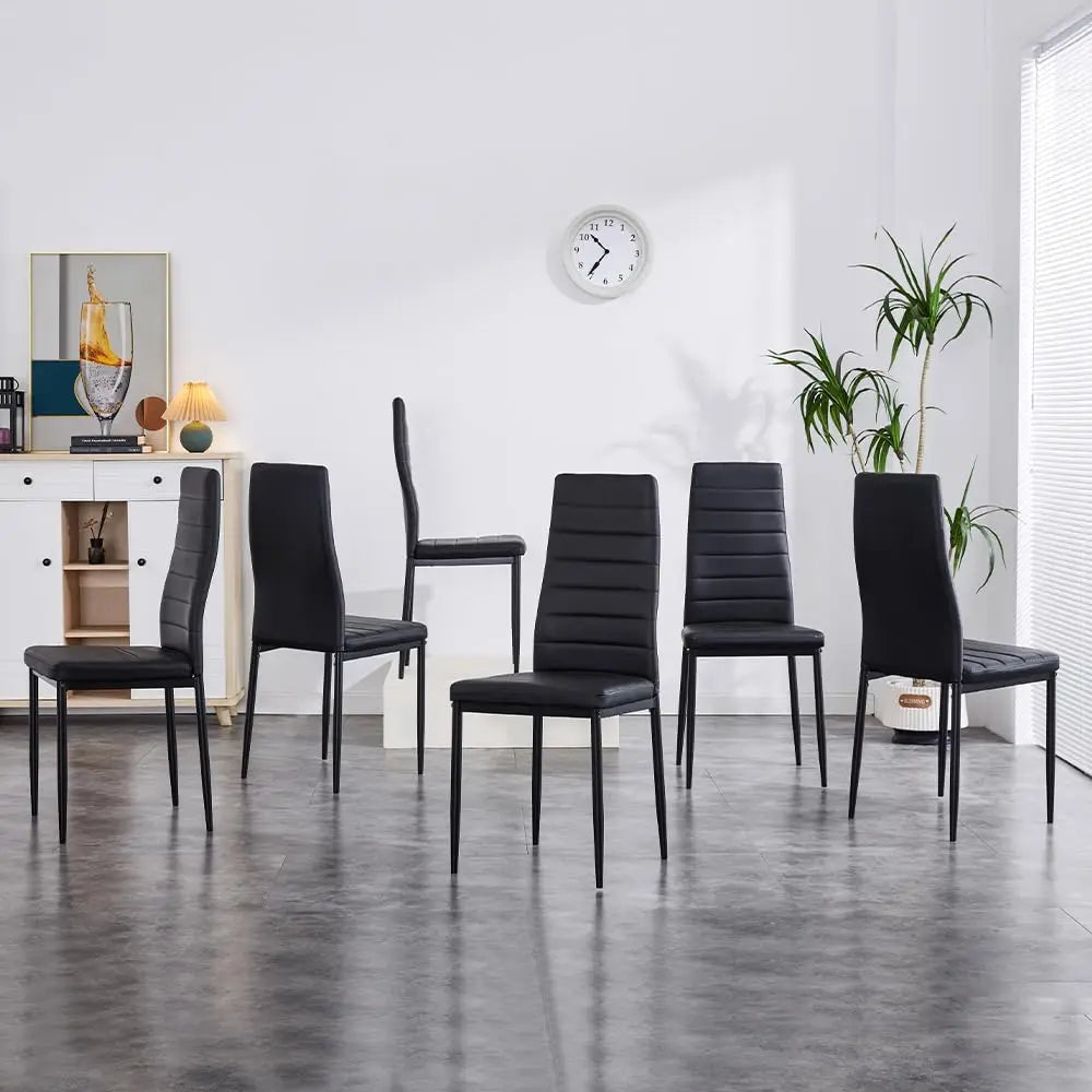 Modern Dining Chairs, Kitchen Chair Leather with Metal Legs and Foot Pads,Thick Padded Seats,Backrest Set