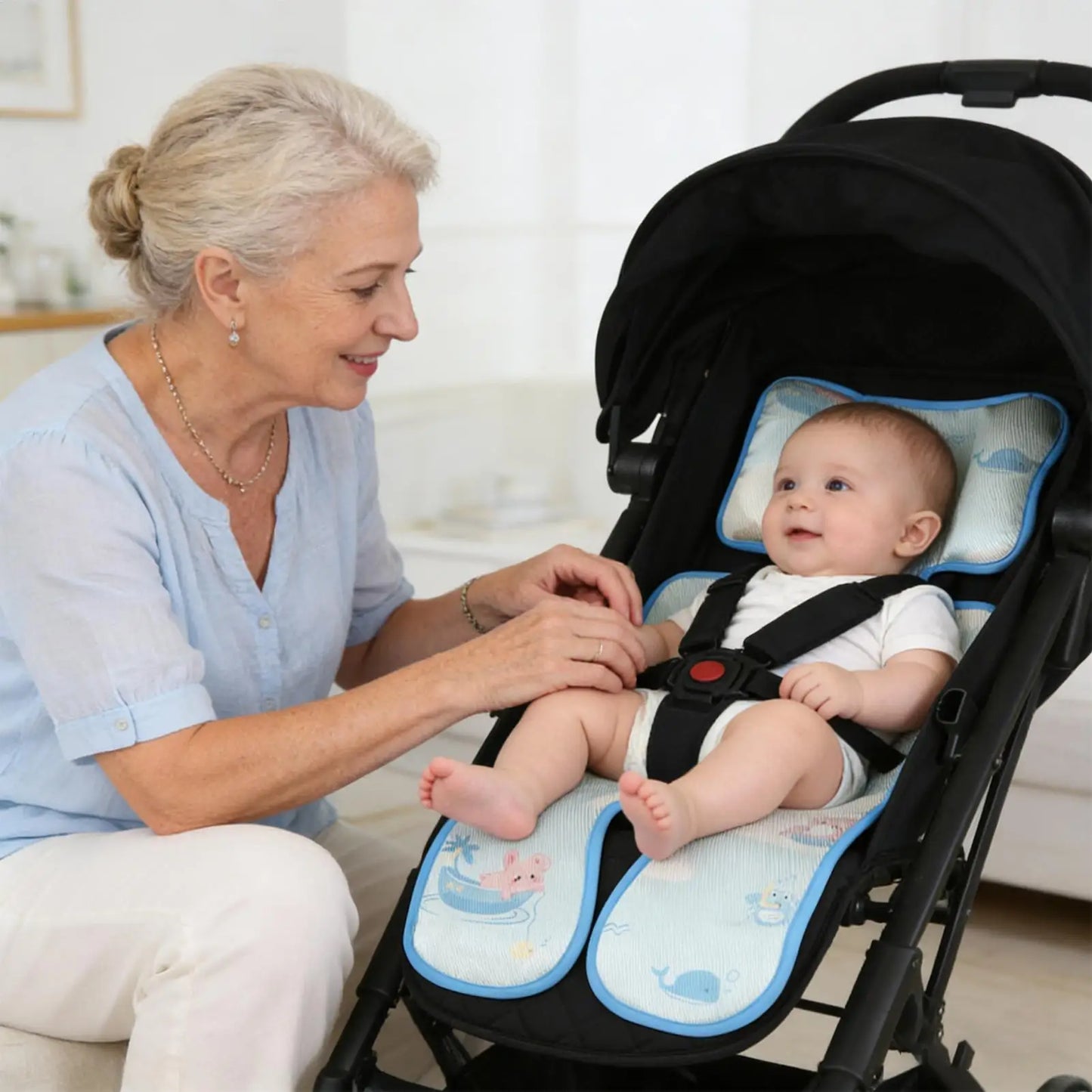 Breathable Stroller Cooling Pad Adjustable Kid Car Seat Liner Cooler Pad For High Chair Bassinet Swing Outdoor Travel Beach