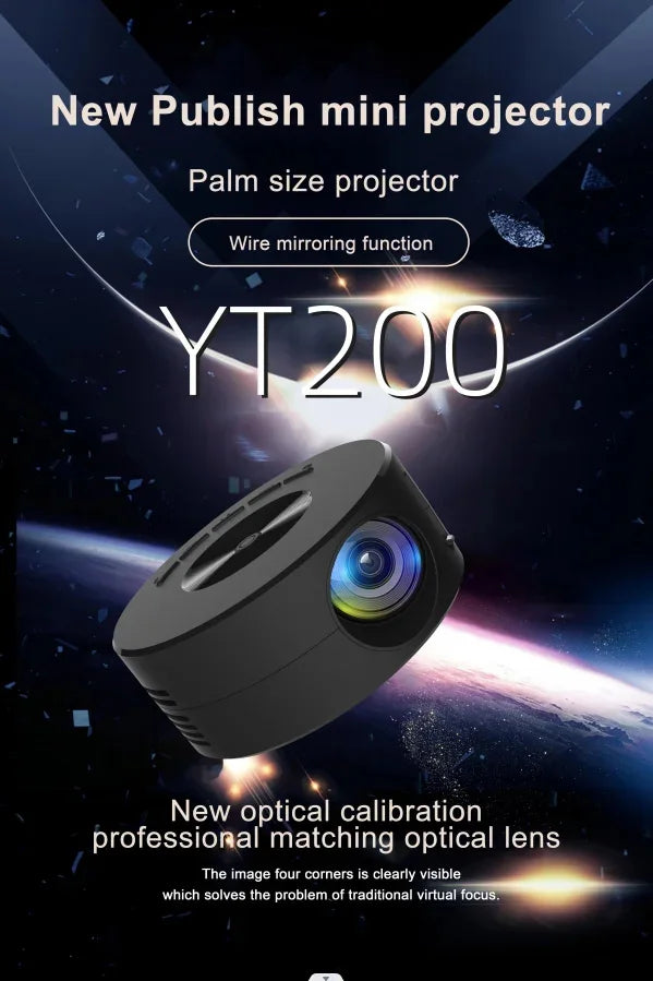 YT200 Projector Home Low Noise LCD Mini Portable Children's Wireless Mobile Phone Same Screen Projection Projector