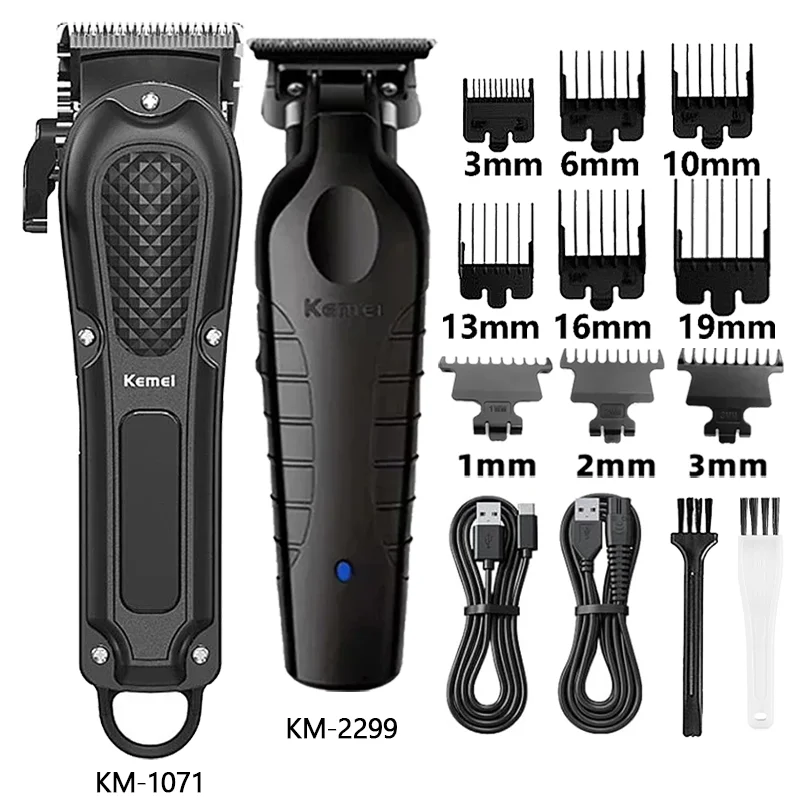 Kemei Hair Clipper Km-1071 Km-2299 Km-2024 UBS Rechargeable Cordless Beard Trimmer Powerful Electric Hair Clippers for Men