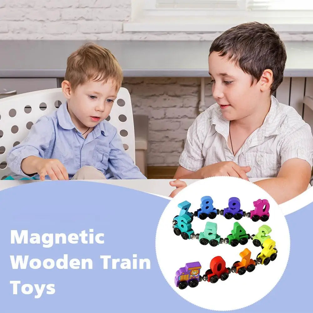 Colorful Building Blocks Number Digital Magnetic Wooden Train Toys Educational Hand-eye Coordination Magnetic Digital Train