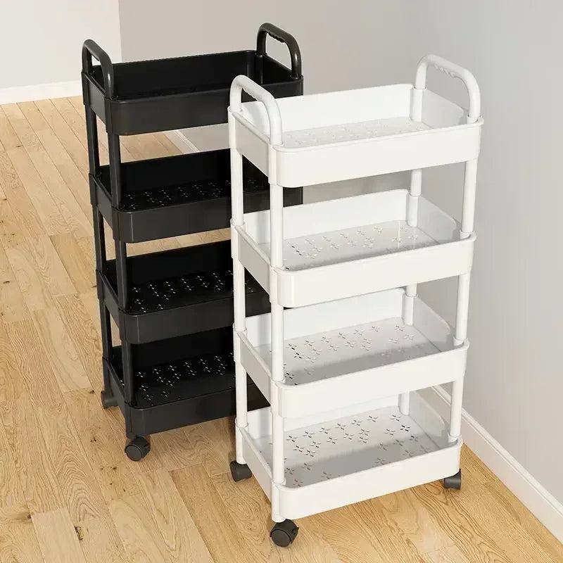 Household Multi-layer Small CartStorage Rack with Wheels To Floor Kitchen Bedroom Bathroom