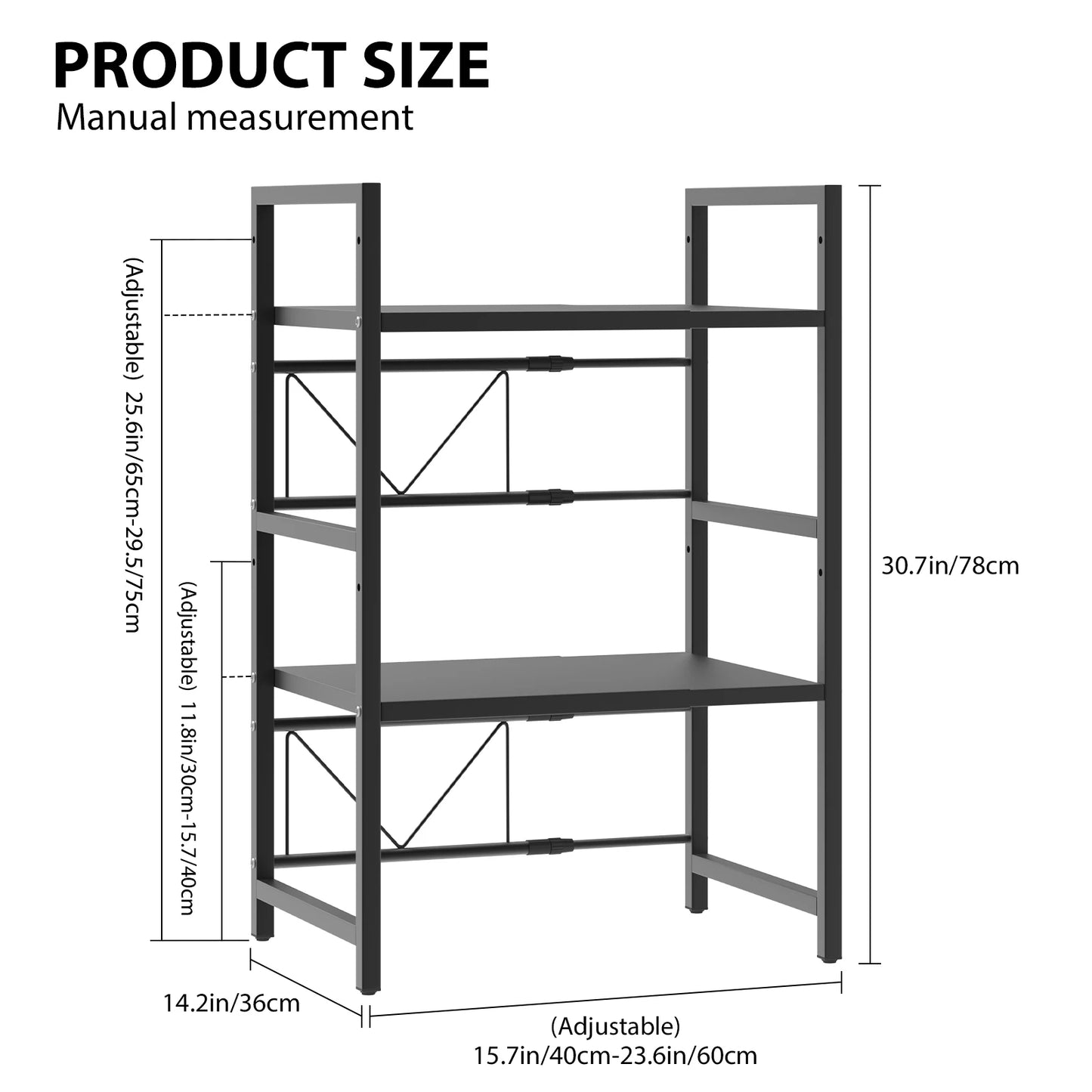 Extendable Microwave Rack, 3 Tier Microwave Rack with 6 Hooks, Microwave Rack, Kitchen Countertop Organiser