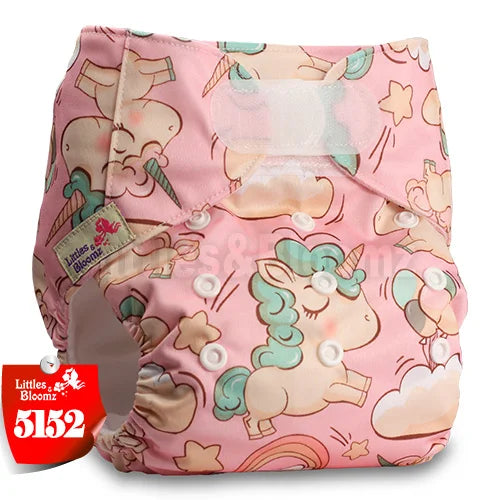 [Littles&Bloomz] Baby Washable Reusable Real Cloth STANDARD Hook-Loop Pocket Nappy Diaper Cover Wrap, suits Birth to Potty