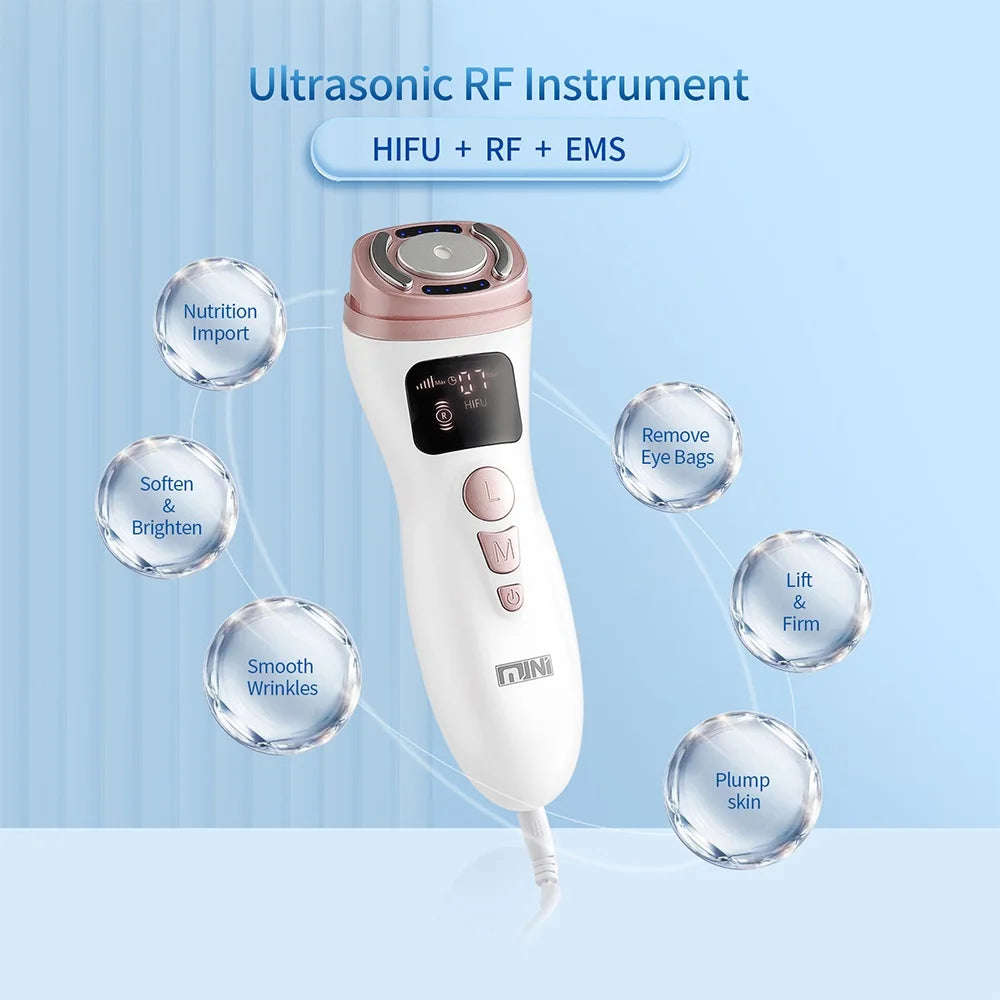 Mini HIFU Machine Ultrasonic RF EMS HIFU Facial Lifting Skin Tightening Device Face Chin Neck Eye Anti Wrinkle Massager Home Use