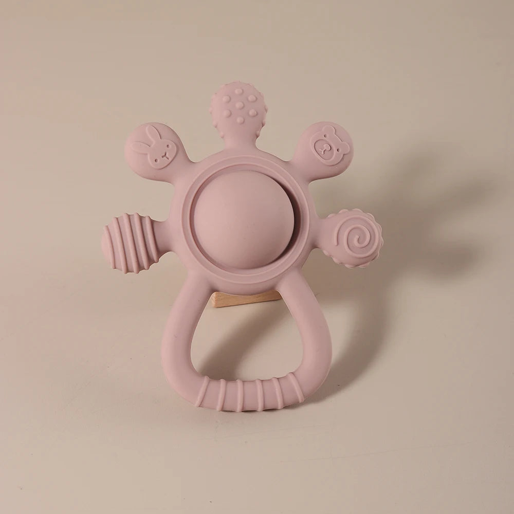 New Teething Silicone Palm Rattle Teether Bunny - Safe Baby Chew Toys for Soothing Sore Gums