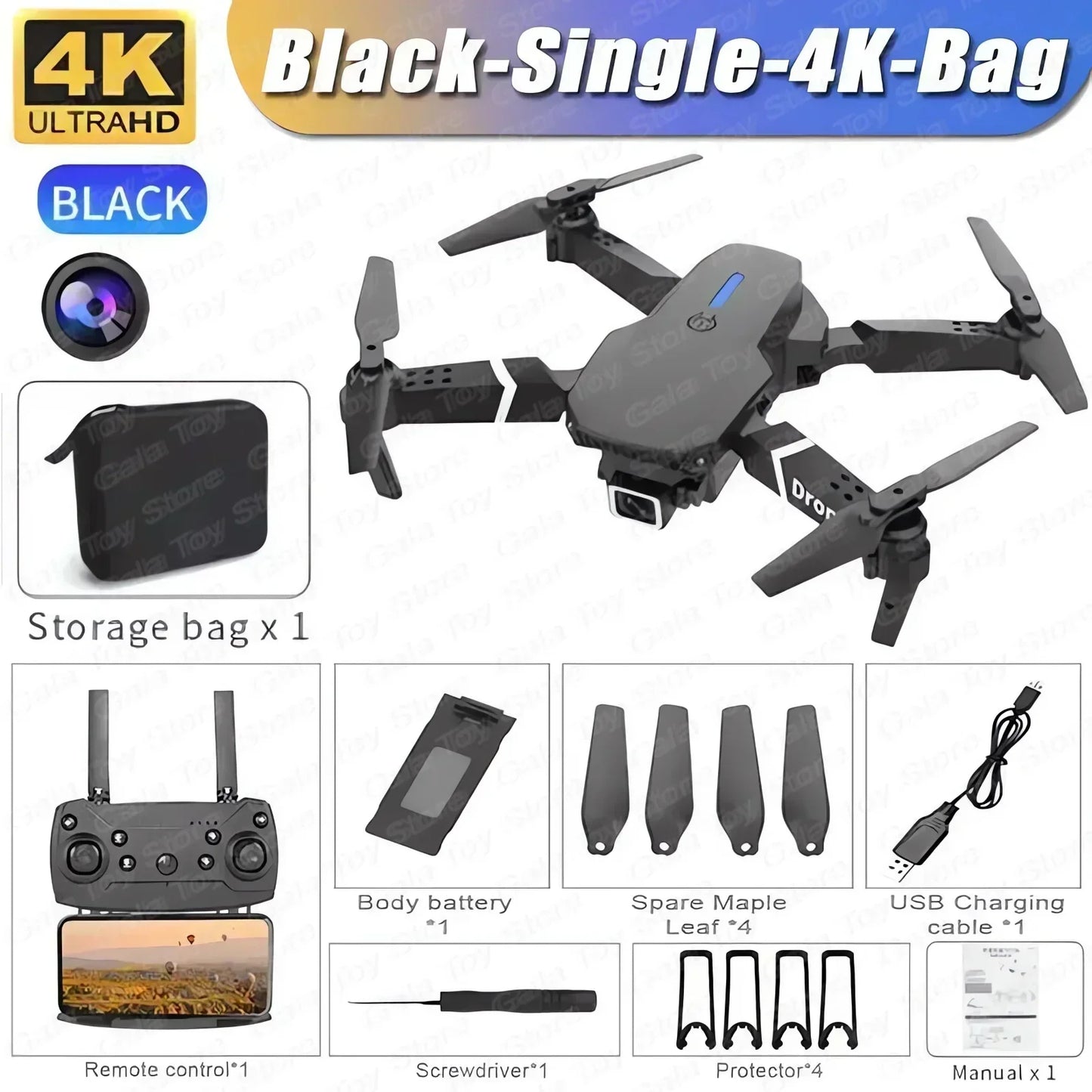 E88 Pro WIFI FPV Drone Wide Angle HD 4K 1080P Camera Height Hold RC Foldable Quadcopter Dron Helicopter Toy Christmas Boy's Gift