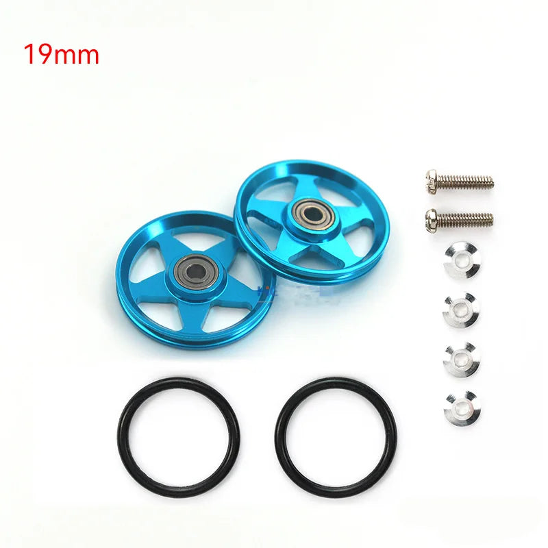 2pcs 15418 13-12mm Aluminum Alloy Guide Rollers 15461/15426 2023Jcup 95160 19mm Roller With Rubber Ring Tamiya Mini 4WD Homemade