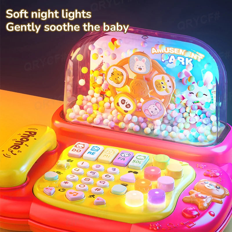Simulation Telephone Toys Snowfiake Music Lights Story Machine Baby Mobile Phone Multi-functional Kids Education Christmas Gifts