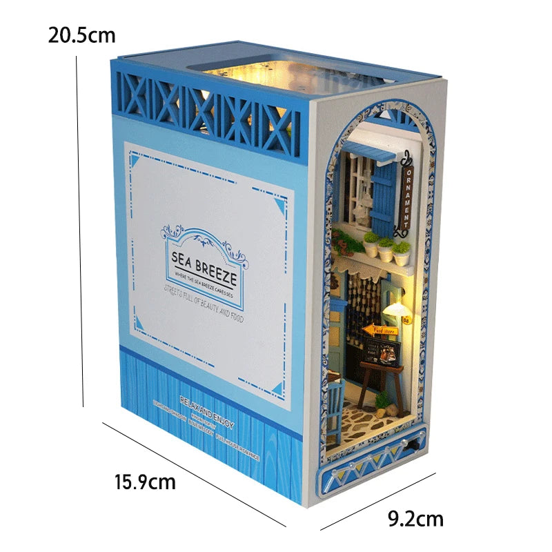 DIY Book Nook Kit Shelf Inser Dollhouse Model Building Kit Wooden Bookshelf Room Dollhouse Bookend Toy For Adults Birthday Gifts