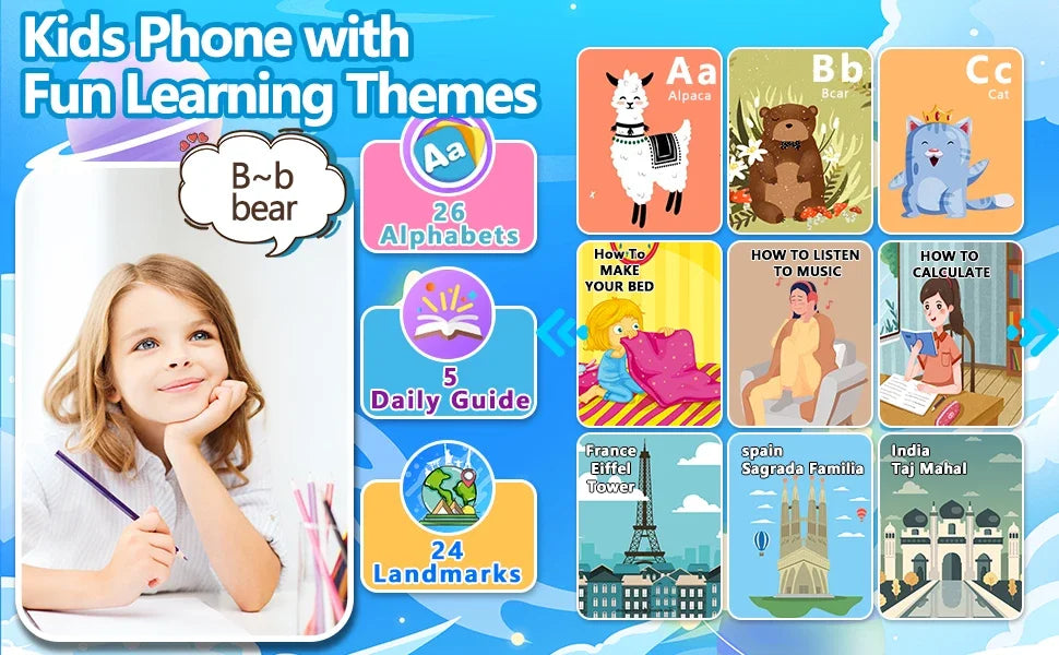 Children Phone Educational Toys MP3 Music Player Games Musical Toy Baby Mobile Selfie Camera Toys for Kids Birthday Gifts