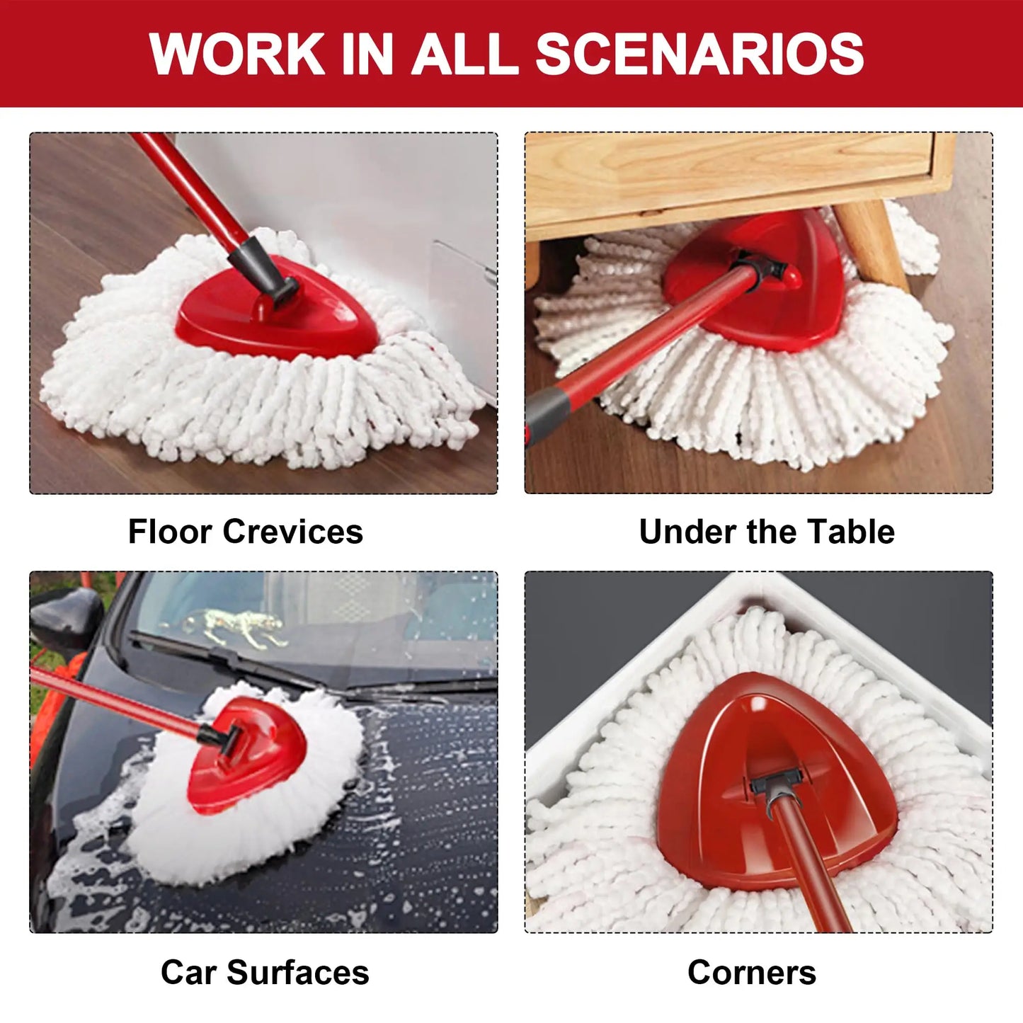 White Mop Head Cloth Replacement Microfiber Mop Refills Spin Mop Cloth Replacement Head for Vileda O-cedar Replacement Mop Heads