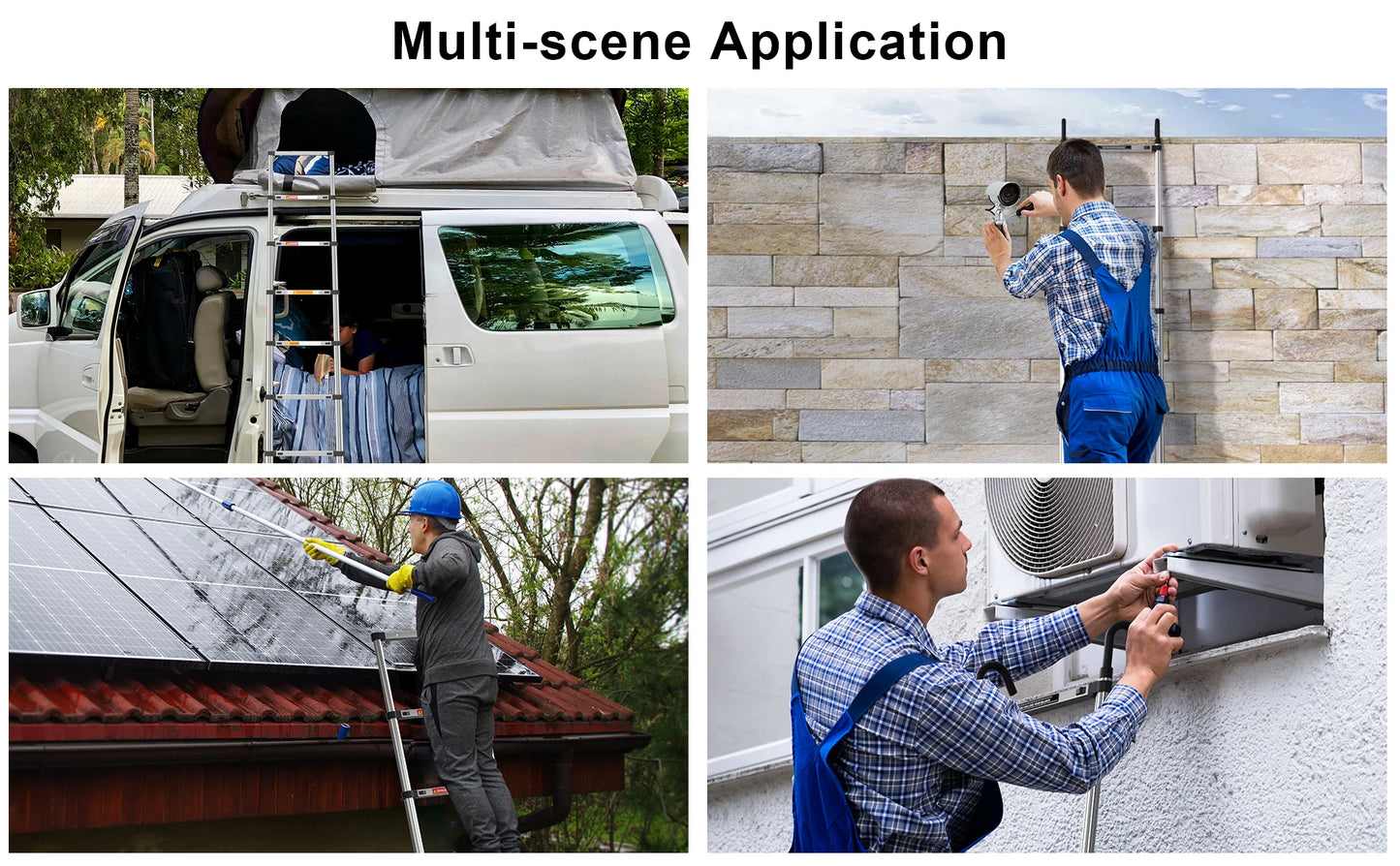 Telescopic Ladder Stainless Steel,load 150kg, Convenient Extendable ,For Pulling Walls, Changing Light Bulbs,Repairing Roofs,RV