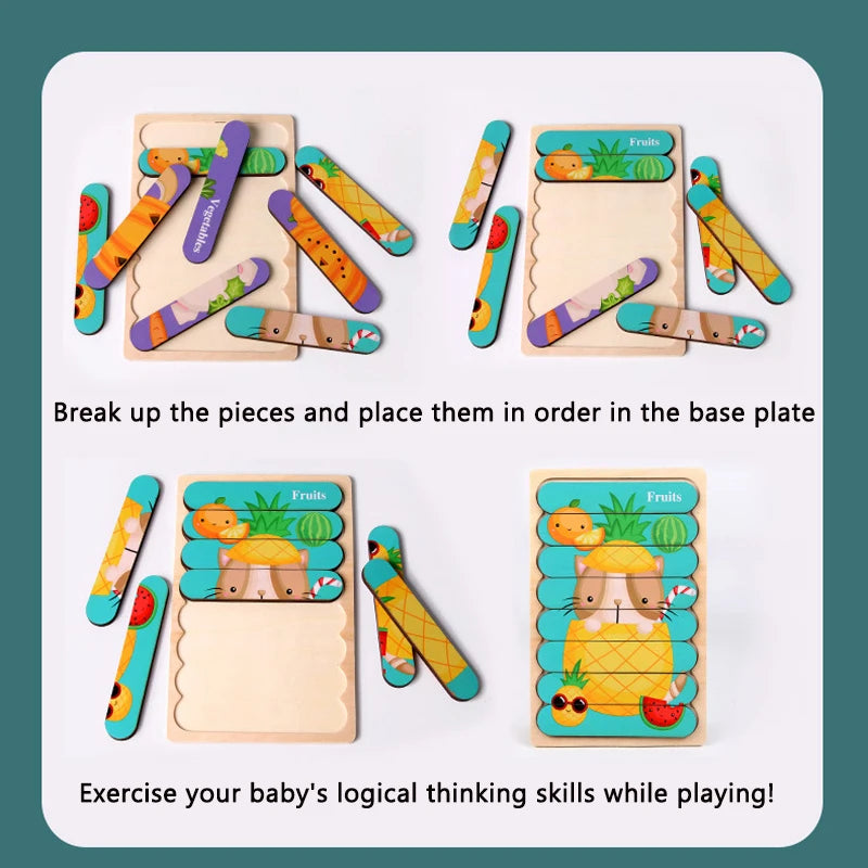 Montessori Toys 2 years Wooden Puzzles For Kids Chid Baby Learning Education Child Game montessori 3D Puzzle Childrens 2 3 Years