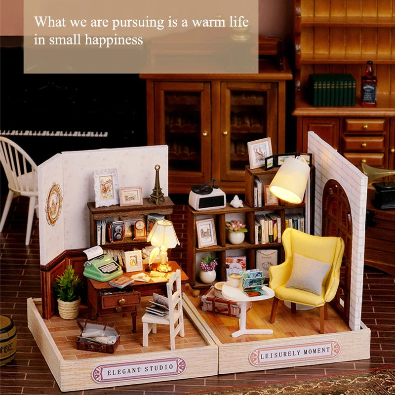 DIY Miniature Dollhouse Kit Assemble Puzzle 3D Wooden House Room Craft With Furniture LED Lights For Friends Birthday Gift Toys