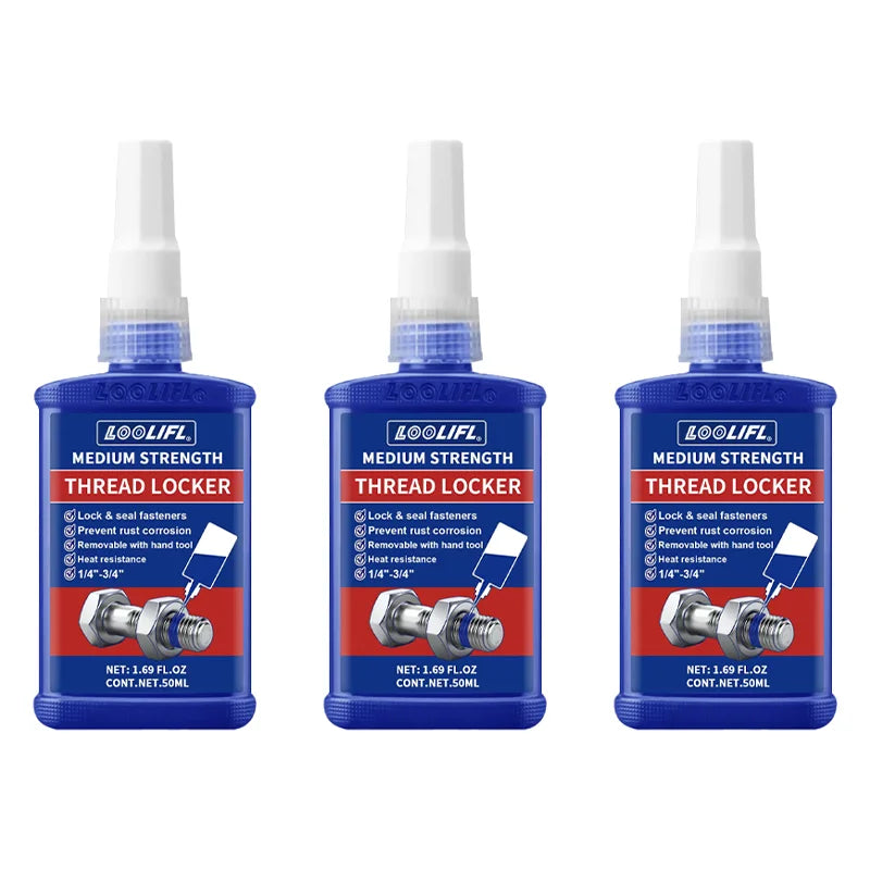 LOOLIFL, 243 Medium-Strength 10Ml-50Ml Threadlocker, Industrial Glue, Removable, Anti-Loosening, Anti-Slip, Waterproof, Rust-Proof, Oil-Resistant, Sealing Threadlocker, Removable, Stable