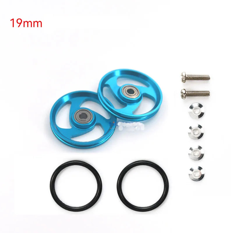 2pcs 15418 13-12mm Aluminum Alloy Guide Rollers 15461/15426 2023Jcup 95160 19mm Roller With Rubber Ring Tamiya Mini 4WD Homemade