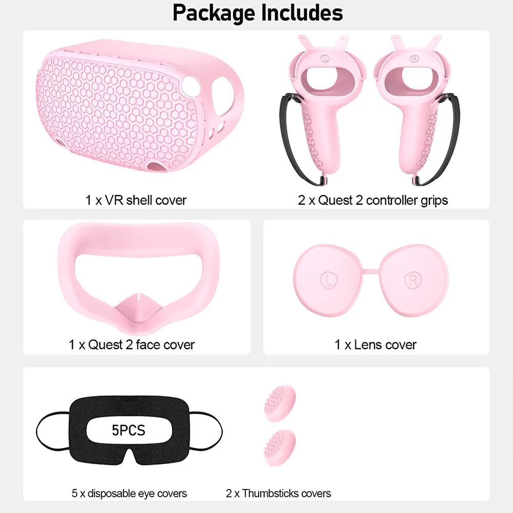 Silicone Protective Cover Shell Case For Oculus Quest 2 VR Headset Head Face Cover Eye Pad Handle Grip Button Cap VR Accessories