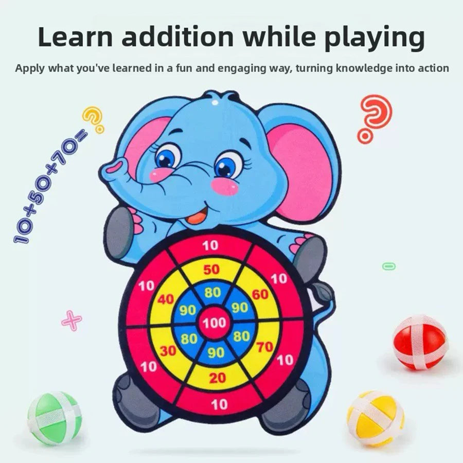 1set- Dart Board for Kids with 3 Sticky Balls Indoor Outdoor Sport Party Games Cartoon Animal Dart Board Toys Christmas Gift