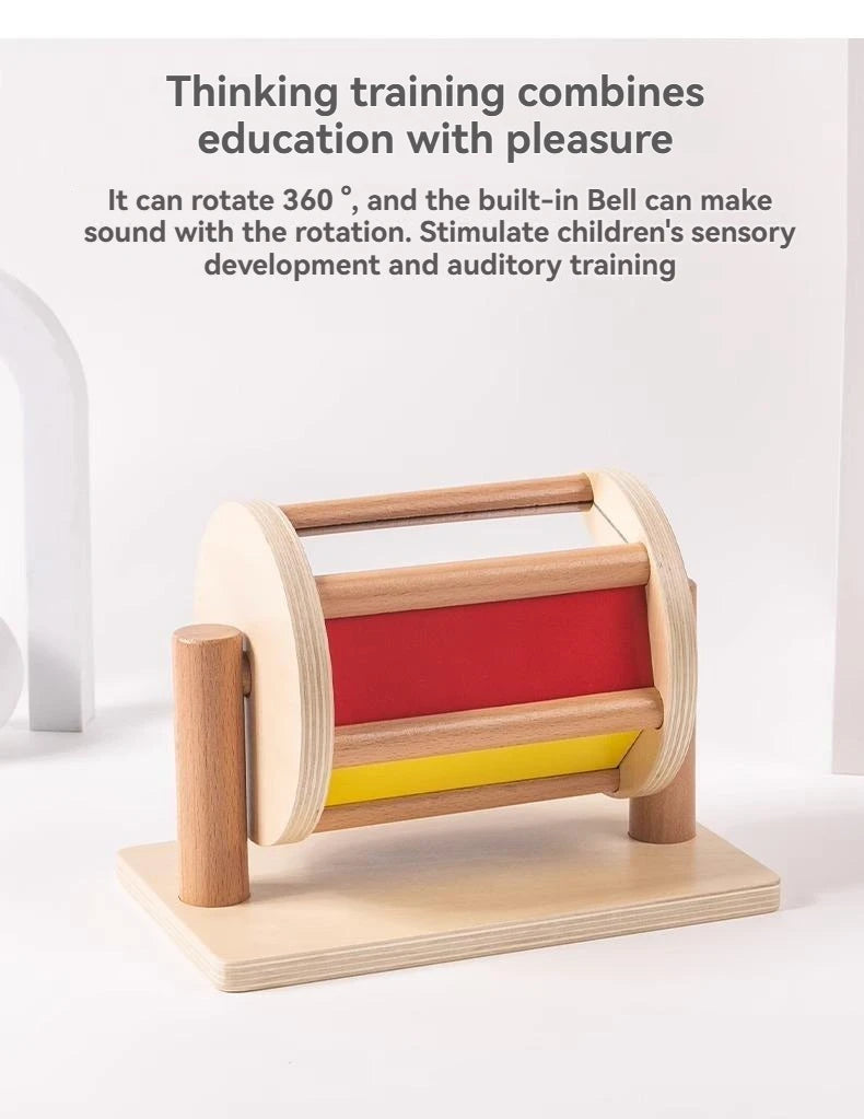 Montessori teaching AIDS,spning drum rotating rainbow, baby intelligence, baby children's toys, early education Montessori toy