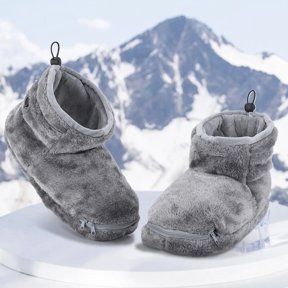 USB Heater Shoes Men Women Winter Warm Snow Boots Foot Warmer Plush Heating Rechargeable Slippers Electric Heated Shoes Feetwear