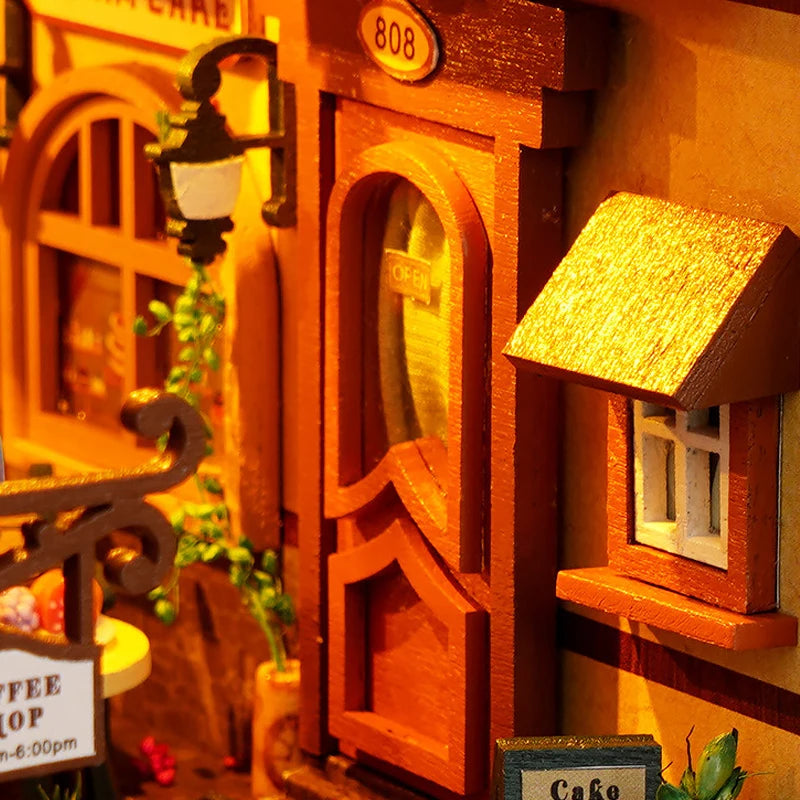 DIY Book Nook Kit Shelf Inser Dollhouse Model Building Kit Wooden Bookshelf Room Dollhouse Bookend Toy For Adults Birthday Gifts