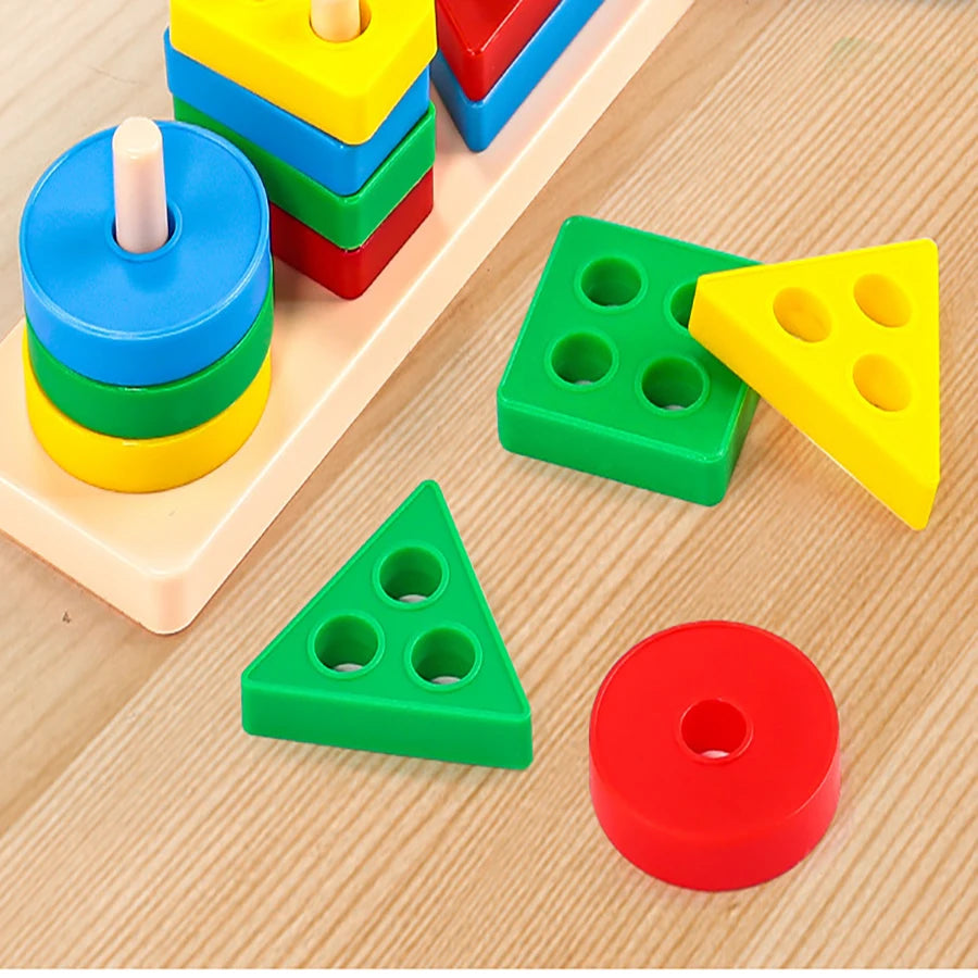 1set- Early education equipment geometric set columns, infant and child intelligence assembly building blocks boy/girl toys