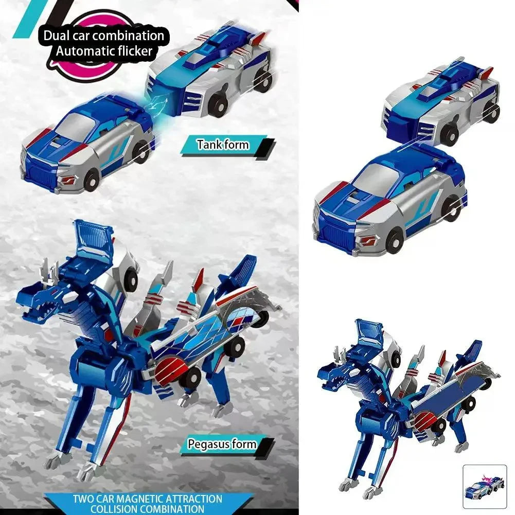 Ultimate Unicorn 2-in-1 Magnetic Car Toy, Transforming Robot for Kids, Inertial Sliding Racing Car, Impact Deformation DIY Toy