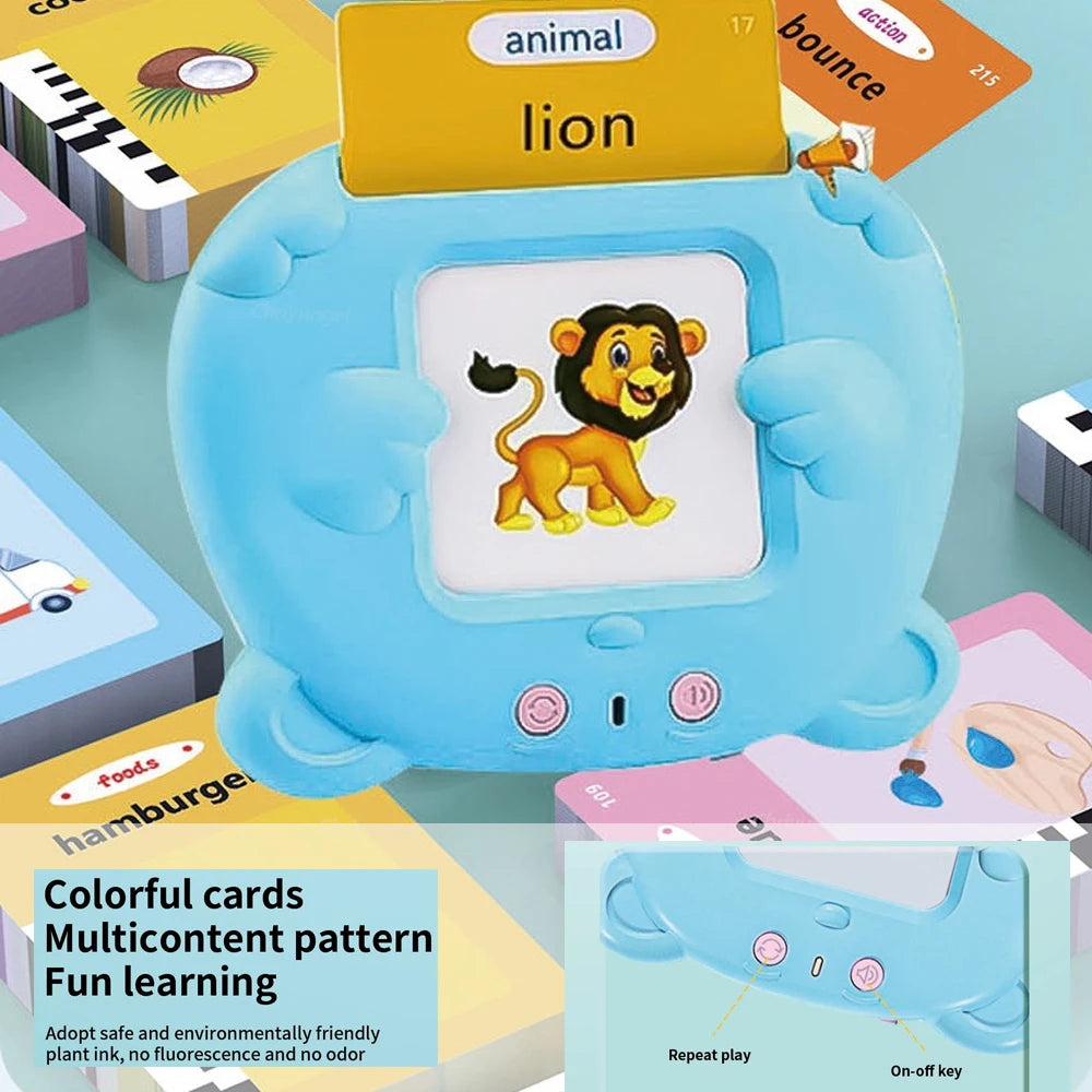Talking Flash Cards for Kids Early Learning Educational Toy with Audio Sounds Montessori Language Development Toddler Flashcards